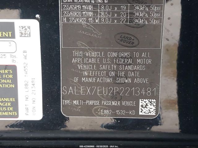 SALEX7EU2P2213481 Land Rover Defender 110 X