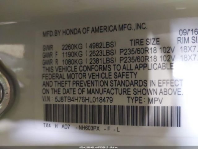5J8TB4H76HL018479 Acura Rdx Advance Package