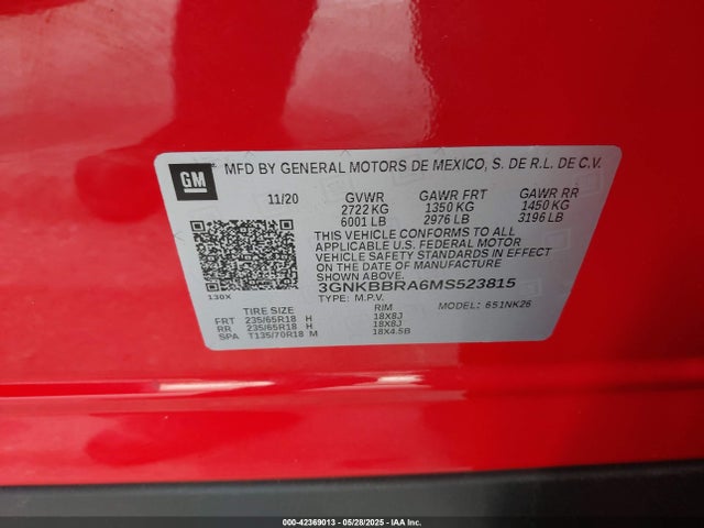 3GNKBBRA6MS523815 Chevrolet lcv