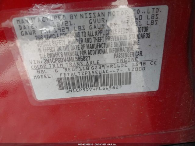 3N1CP5DV4ML565827 Nissan Kicks Sr Xtronic Cvt
