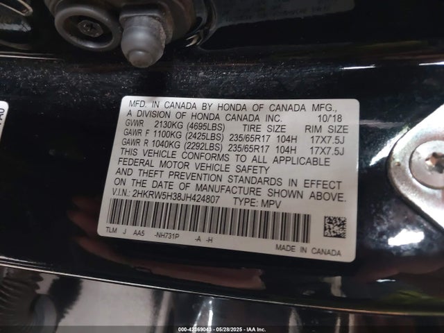 2HKRW5H38JH424807 Honda CR-V LX