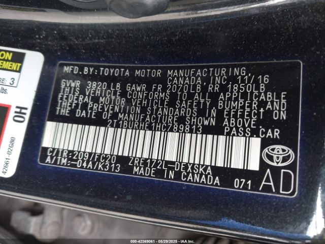 2T1BURHE1HC789813 Toyota Corolla L/le/xle/se/xse