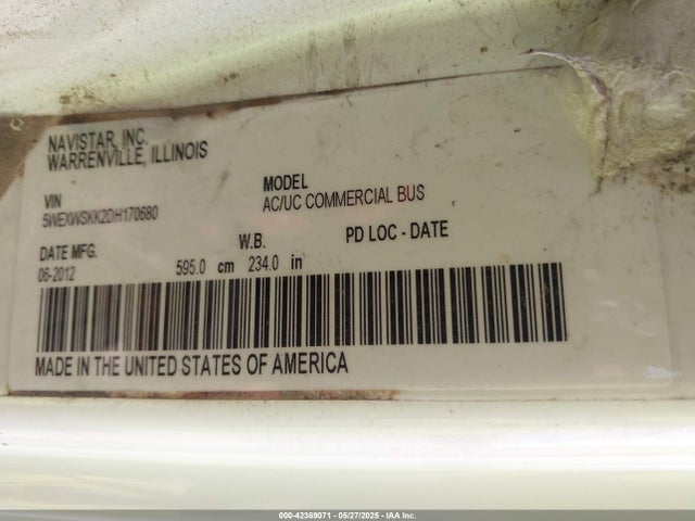 2013 Ic Corporation 3000 Ac მანქანა იყიდება აუქციონზე, vin: 5WEXWSKK2DH170680, აუქციონის ნომერი: 42369071