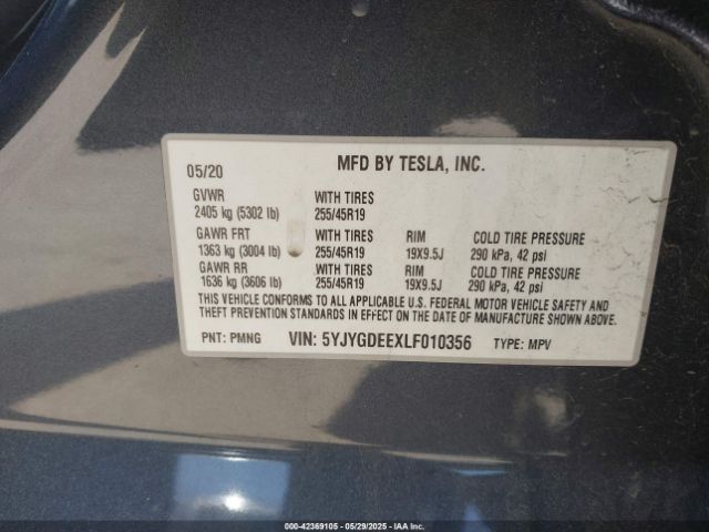 5YJYGDEEXLF010356 Tesla Model Y Long Range