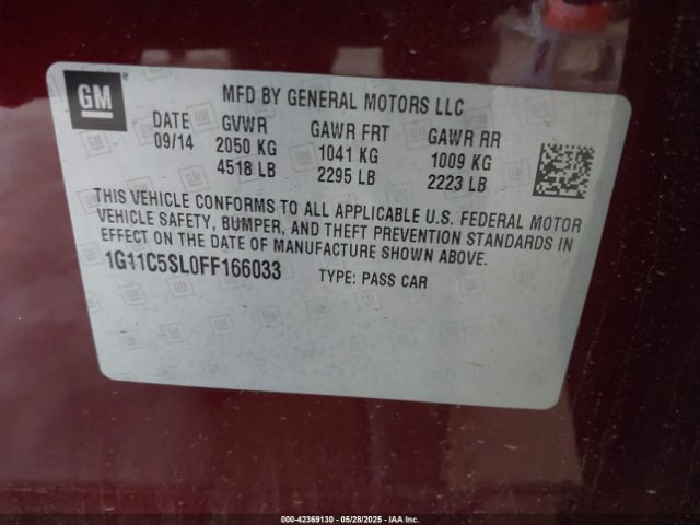 1G11C5SL0FF166033 Chevrolet MALIBU 1LT
