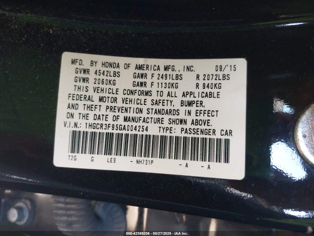 Honda j35y1 2016 1HGCR3F95GA004254 Image 9