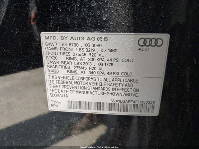 WA1LGAFE4FD030339 Audi Q7 3.0t Premium