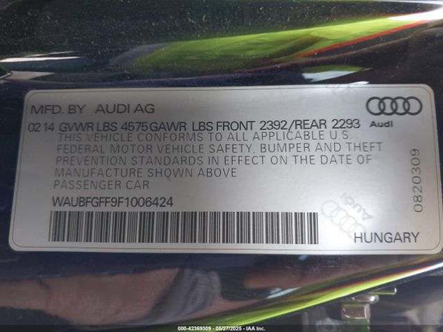 WAUBFGFF9F1006424 Audi A3 2.0t Premium
