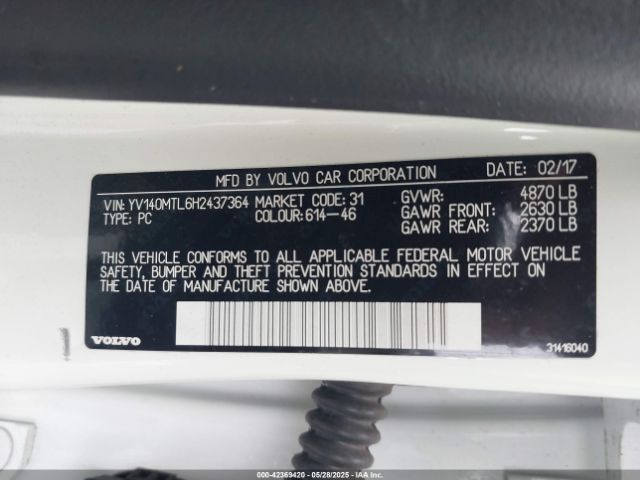 2017 VOLVO S60 YV140MTL6H2437364 Photo 8