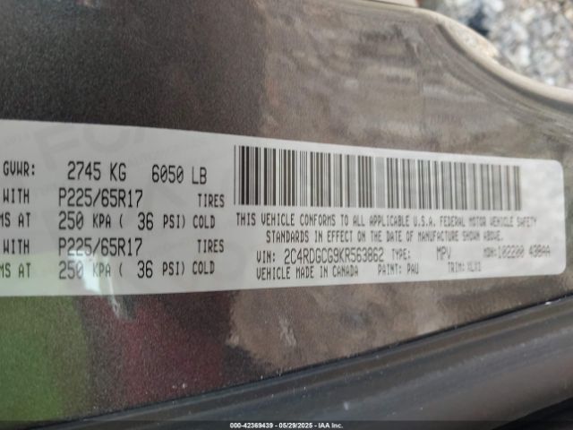 2019 DODGE GRAND CARAVAN 2C4RDGCG9KR563862 Photo 8