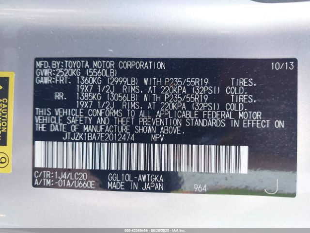 JTJZK1BA7E2012474 Lexus 2gr-fe