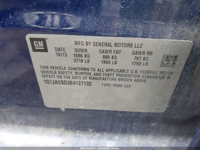 1G1JA5SG3E4127102 Chevrolet Sonic Ls Auto