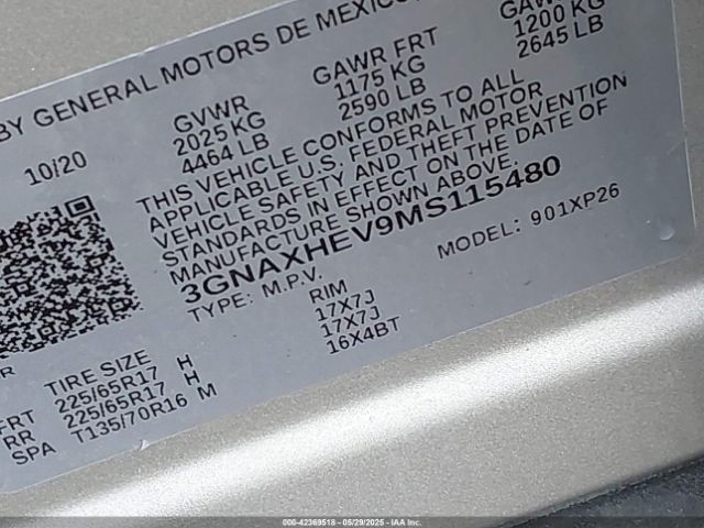 2021 CHEVROLET EQUINOX 3GNAXHEV9MS115480 Photo 8