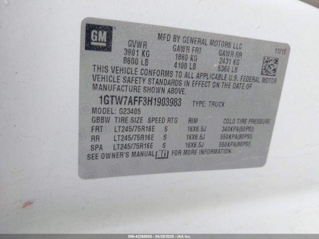 1GTW7AFF3H1903983 GMC Savana 2500 Work Van