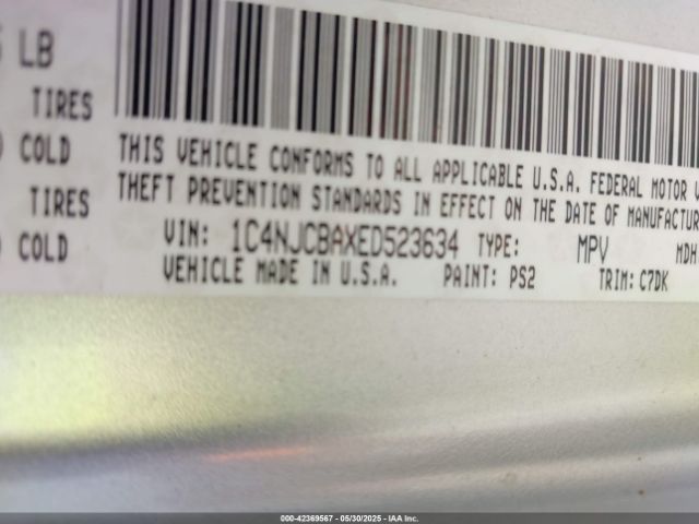 2014 JEEP COMPASS 1C4NJCBAXED523634 Photo 8