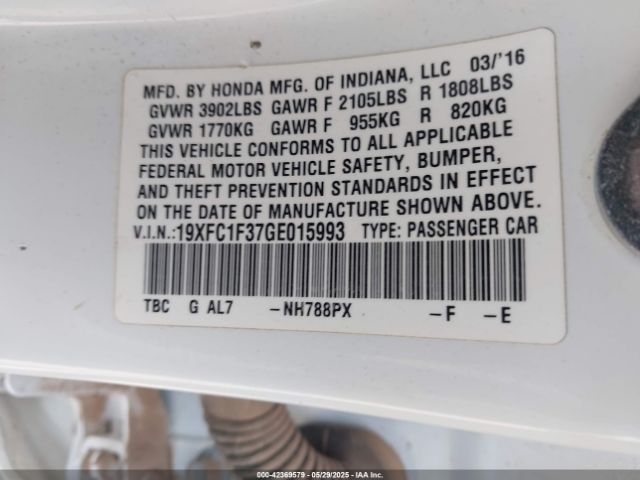 19XFC1F37GE015993 Honda Civic Ex-t