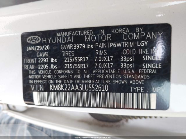 2020 HYUNDAI KONA KM8K22AA3LU552610 Photo 8