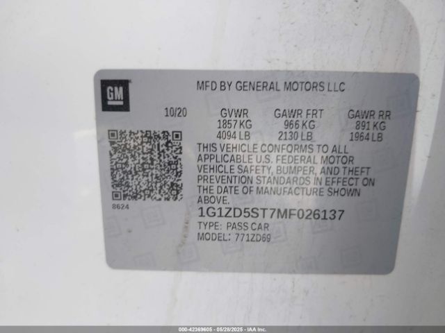 2021 CHEVROLET MALIBU 1G1ZD5ST7MF026137 Photo 8