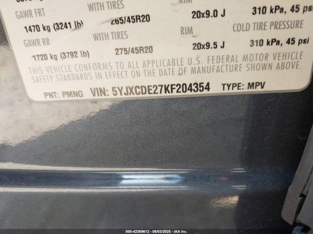 5YJXCDE27KF204354 Tesla MODEL X