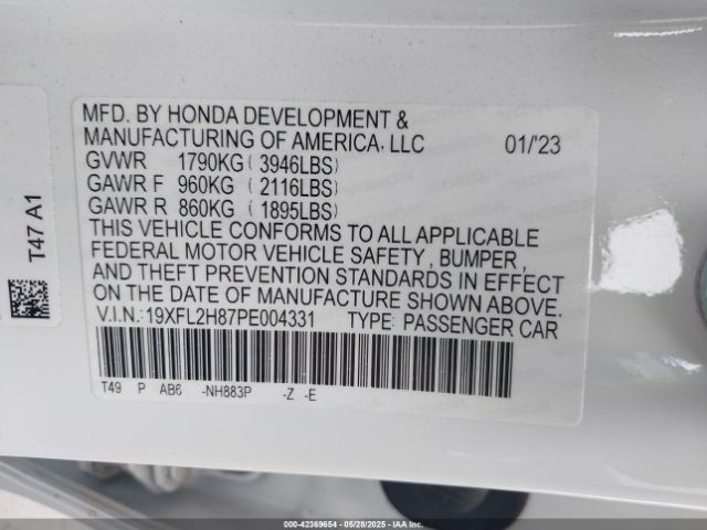 19XFL2H87PE004331 Honda k20c2