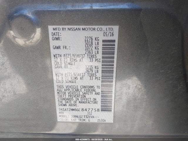 5N1AT2MM6GC847758 Nissan 2016