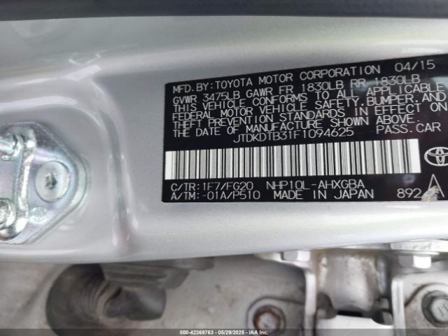 JTDKDTB31F1094625 Toyota 1nz-fxe+1lm