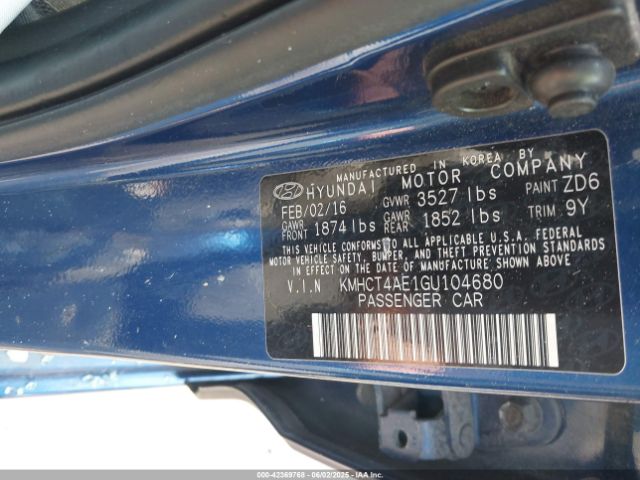 KMHCT4AE1GU104680 Hyundai ACCENT SE