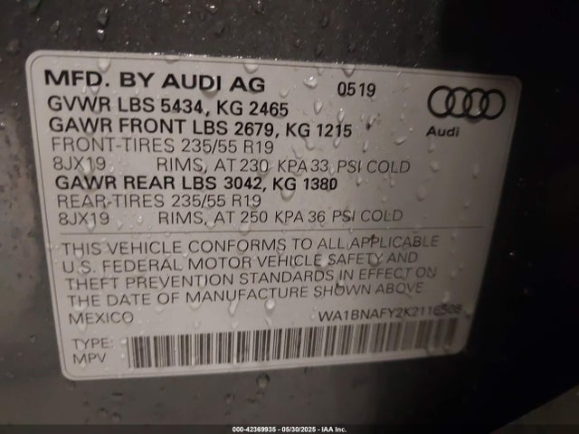 2019 AUDI Q5 WA1BNAFY2K2116508 Photo 8