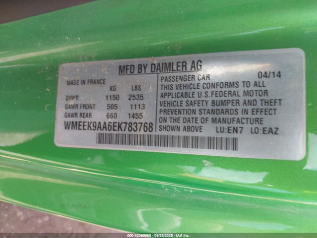 WMEEK9AA6EK783768 Smart Fortwo Electric Drive Passion