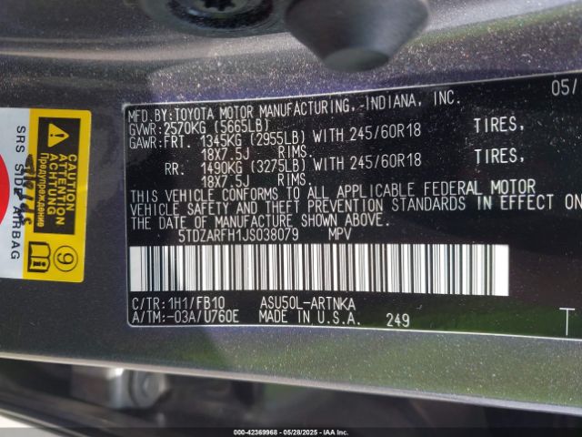 2018 TOYOTA HIGHLANDER 5TDZARFH1JS038079 Photo 8
