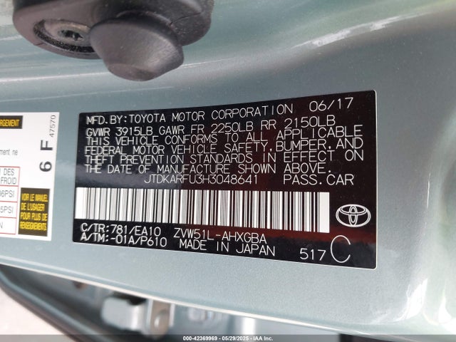JTDKARFU3H3048641 Toyota Prius Four