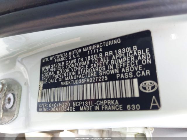 VNKKTUD36FA027225 Toyota YARIS L