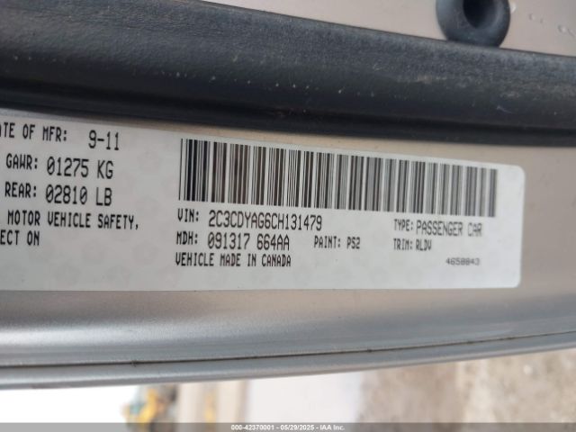 2012 DODGE CHALLENGER 2C3CDYAG6CH131479 Photo 8
