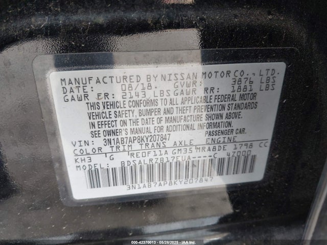 3N1AB7AP8KY207847 Nissan 2019