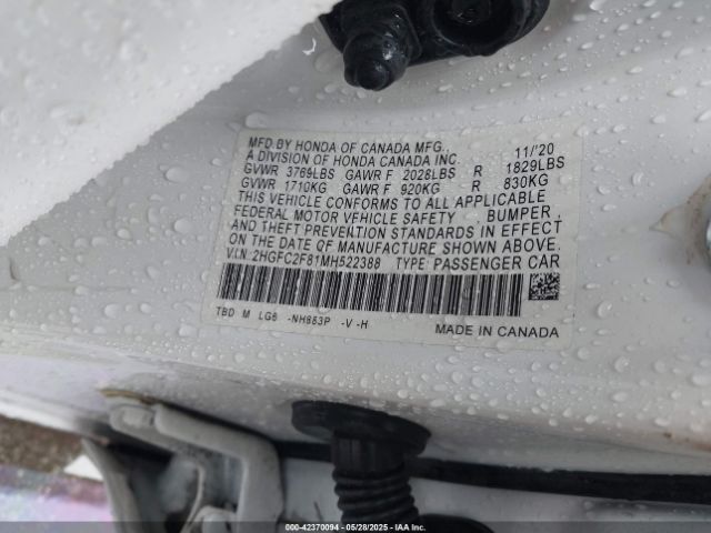 2021 HONDA CIVIC 2HGFC2F81MH522388 Photo 8