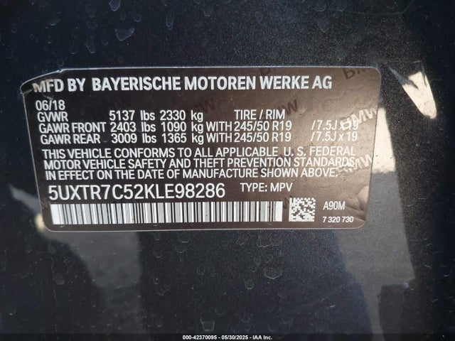5UXTR7C52KLE98286 BMW X3