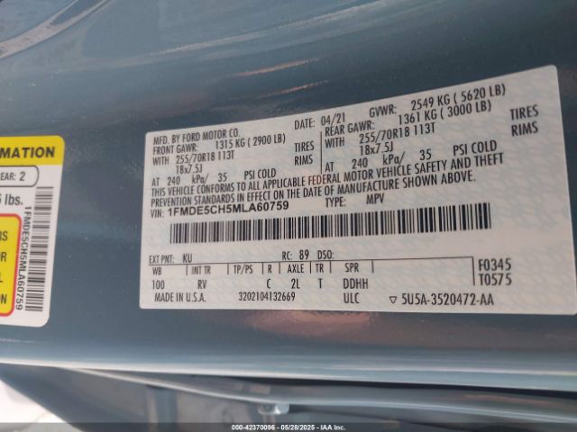 2021 FORD BRONCO 1FMDE5CH5MLA60759 Photo 8