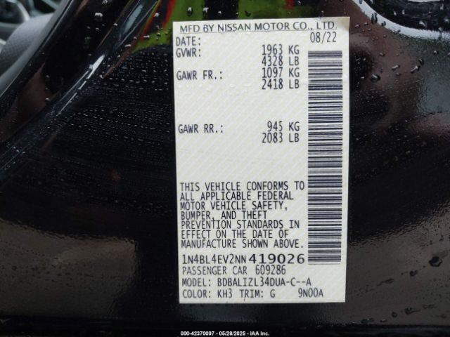 2022 NISSAN ALTIMA 1N4BL4EV2NN419026 Photo 8