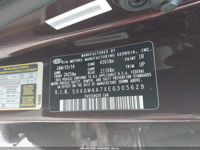5XXGM4A7XEG305629 KIA Optima Lx