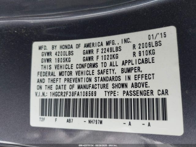 1HGCR2F38FA106569 Honda ACCORD LX