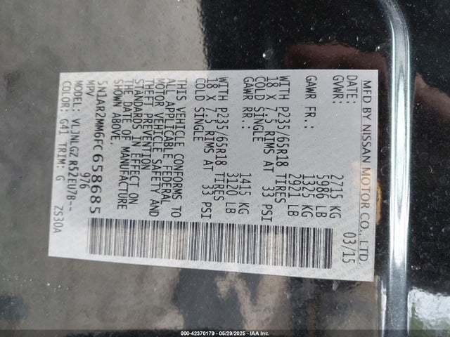 Nissan Pathfinder Sl 2015 5N1AR2MM6FC658685 Image 9