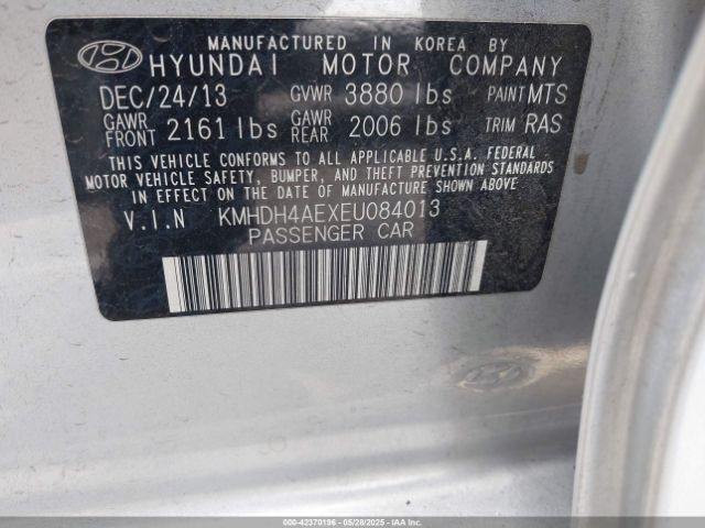 KMHDH4AEXEU084013 Hyundai dohc mpi nu