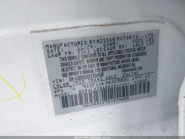 3N1AB8CV9SY254600 Nissan Sentra