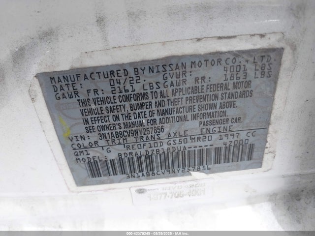 3N1AB8CV9NY257856 Nissan 2022