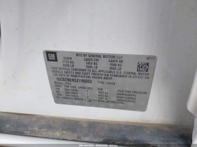 1GCGTBEN2J1189252 Chevrolet lgz - di: direct injection, vvt: variable valve timing, alum, var2, gen2