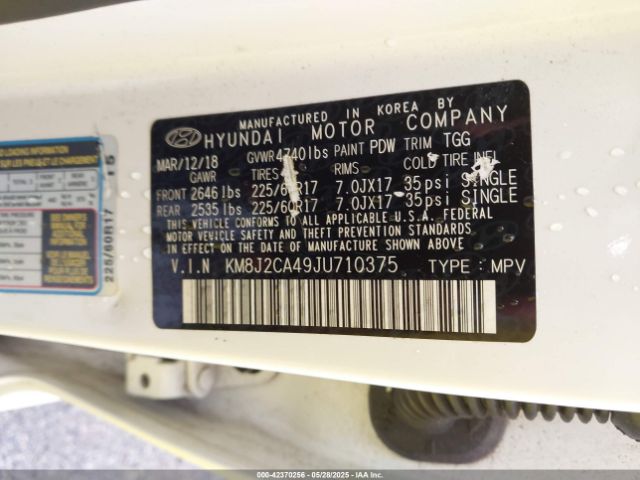 KM8J2CA49JU710375 Hyundai TUCSON SE