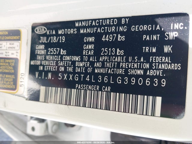 5XXGT4L36LG390639 KIA gdi