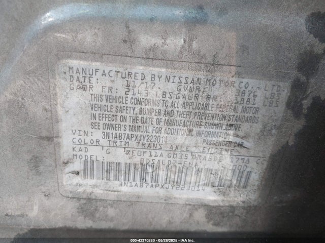 3N1AB7APXJY223014 Nissan SENTRA SV