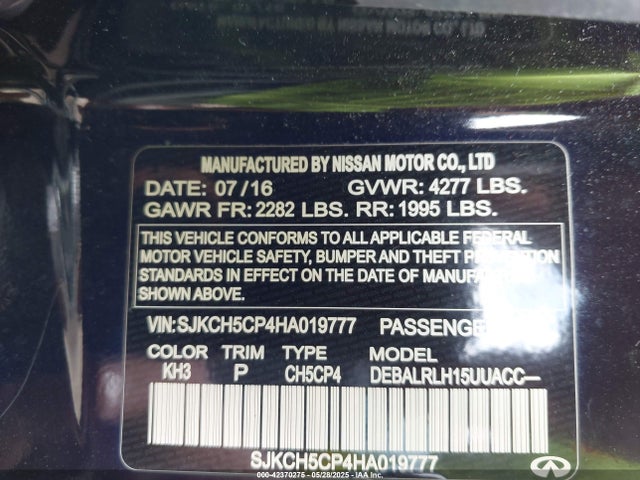 SJKCH5CP4HA019777 Infiniti m27020