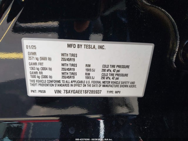 2025 TESLA MODEL Y 7SAYGAEE1SF285937 Photo 8